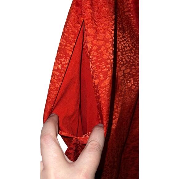 Saylor Red Orange Jacquard Jumpsuit Spaghetti Strap‎ Wide Leg XS Formal Wedding - Picture 4 of 12
